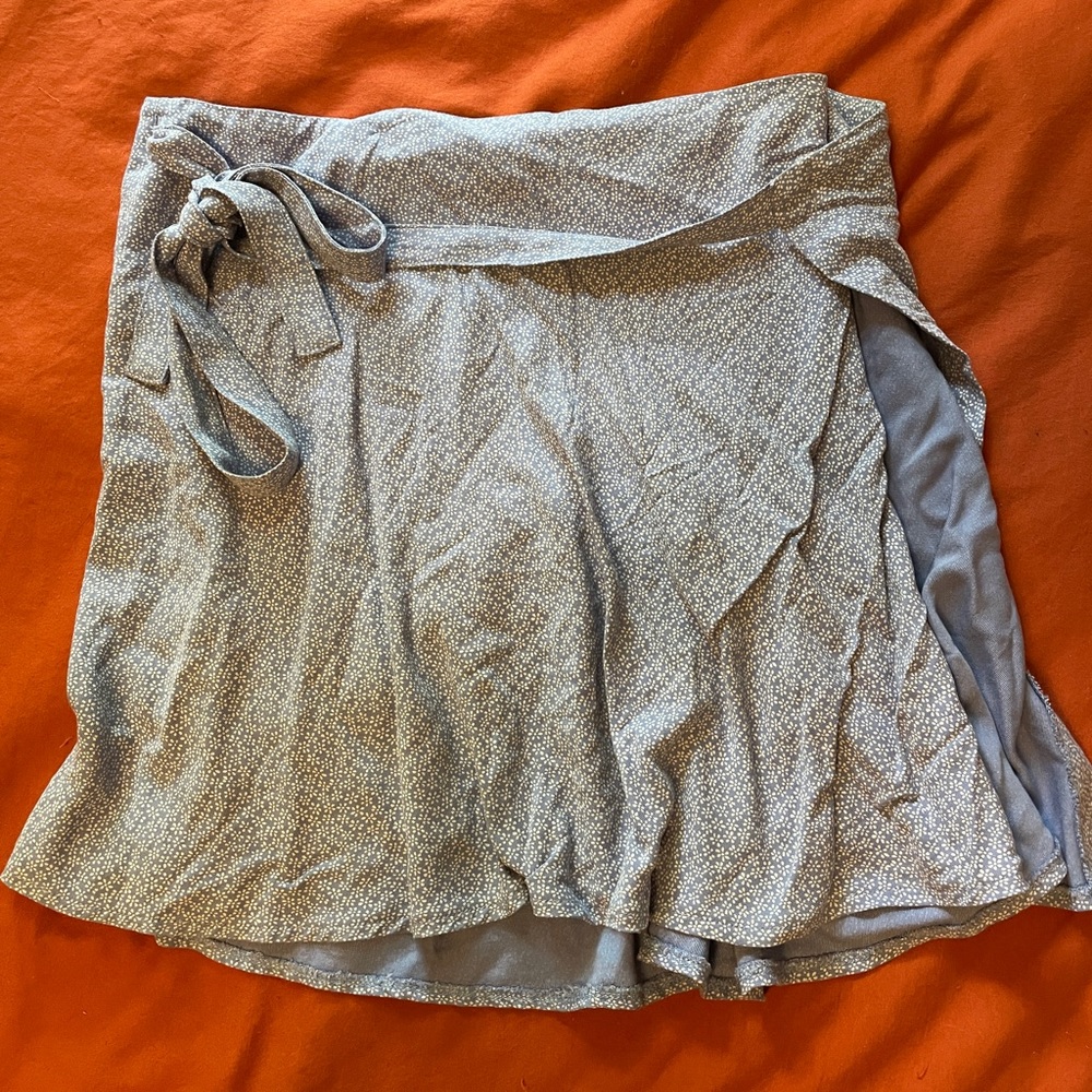 Brandy Melville Light Blue Floral Wrap Skirt